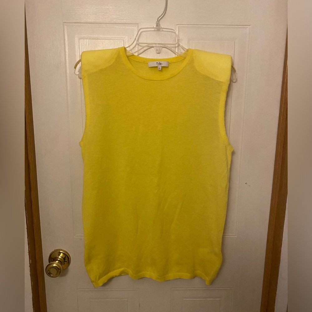 Tibi Vibrant Yellow Wool Blend Sleeveless Top